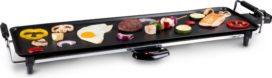 alpina Teppanyaki Grillplaat - 1800 Watt - 70 x 23 cm - Anti-Aanbaklaag - Thermostaat - Fatcollector
