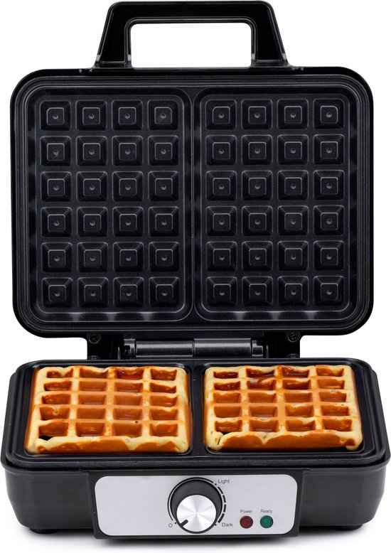 alpina Wafelijzer 1000W - Wafelmaker voor Brusselse Wafels - Geschikt voor 2 Wafels - Anti-Aanbaklaag van Alpina