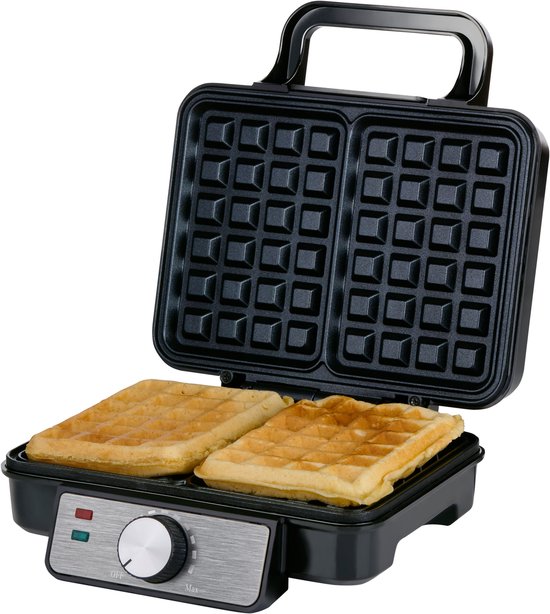 alpina Wafelijzer 1200W - Wafelijzer voor 2 Wafels met Instelbare Temperatuur - Wafelmaker met Antiaanbaklaag en Indicatielampjes - Wafel Machine voor Thuisgebruik van Alpina