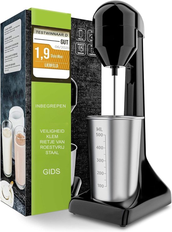AMA® Milkshake Machine - Shakemachine - Milk Shake Machine - 17x12x39cm - Zwart van Merkloos