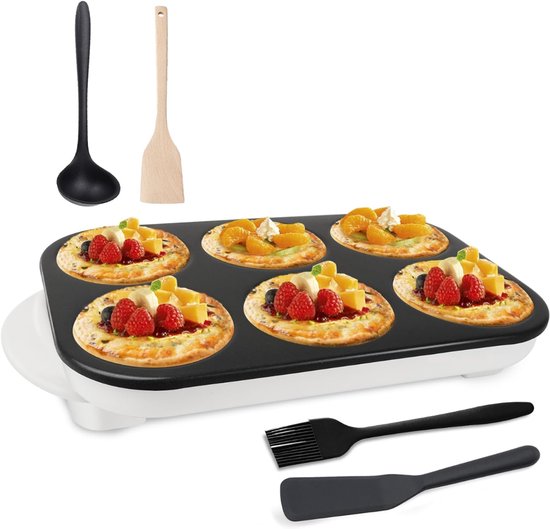 AMA® Pannenkoekenmaker - Pannenkoekenpan - Elektrische Pannenkoekenpan - Wit - 10x52x31cm