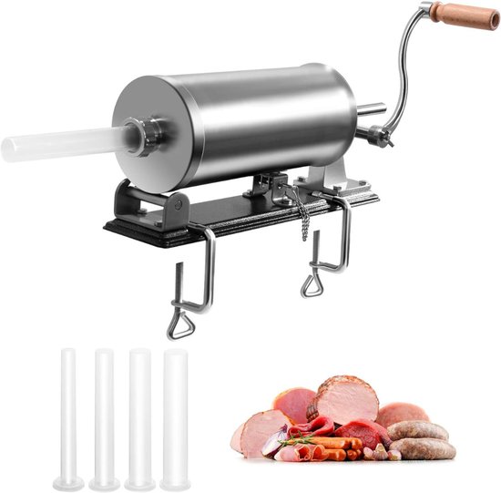 AMA® Worstenvuller - Worstenmaker - Worstenvul Machine - ‎43x10x12cm - Zilver van Merkloos