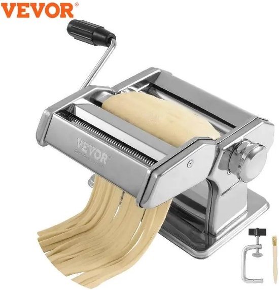 Amalee - Pasta machine - Roestvrijstalen Snijmachine - Verse pasta en verse dumplings - Gemaakt van food grade materialen - Inclusief dubbele snijder - 9 diktes standen - inclusief dumpling wraper snijder van Amalee