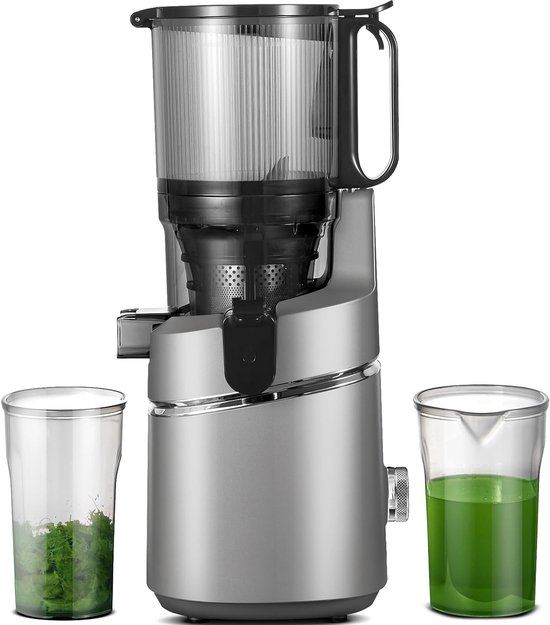 AMZCHEF Slowjuicer - 135MM Extra Grote Vulopening - 1800ml Sapcentrifuge voor Groenten en Fruit - Drievoudig Filtersysteem - Grijs van AMZCHEF