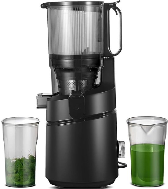 AMZCHEF Slowjuicer - 135MM Extra Grote Vulopening - 1800ml Sapcentrifuge voor Groenten en Fruit - Drievoudig Filtersysteem - Zwart van AMZCHEF