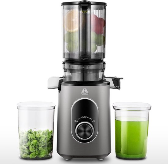 AMZCHEF Slowjuicer – Brede vulopening 110mm – 1,2L – Sapcentrifuge voor Groenten & Fruit – Drievoudig filter – BPA-vrij – Multifunctioneel van Merkloos
