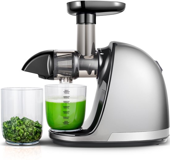 AMZCHEF Slowjuicer - Sapcentrifuge voor Groenten en Fruit - Met 2 Bekers & Reinigingsborstel - BPA-vrij - Stille Werking - Gemakkelijk Schoon te Maken - Grijs van AMZCHEF