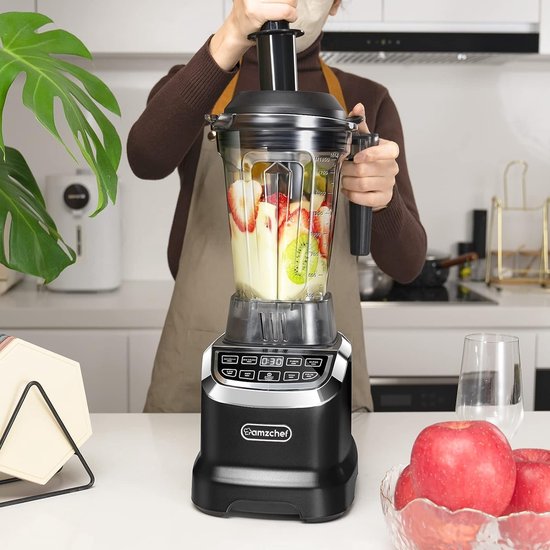 AMZCHEF ZM5003 Professionele Blender - Smoothie Maker incl. Reisfles To Go (600ml) - 1800W - 1.85L Kan - IJscrusher - Touch Bediening van Merkloos