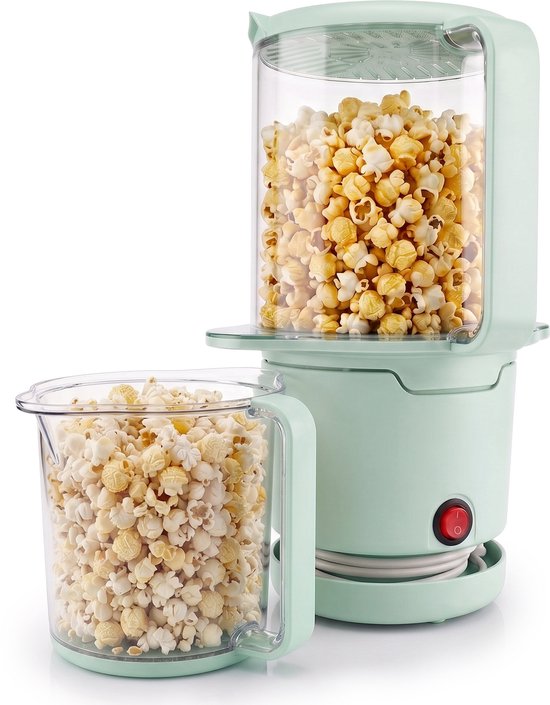 Anaví Popcorn Machine - Popcornmaker zonder Olie - Klaar in 2 Minuten - Ingebouwde Eetkom - Compact en Makkelijk Schoon te Maken