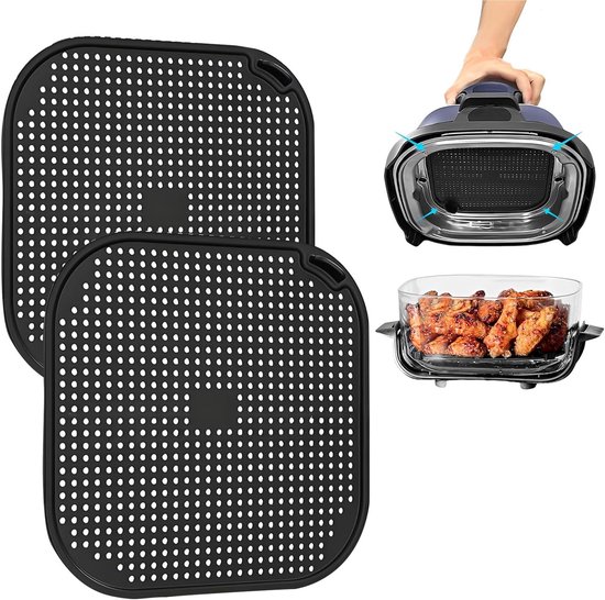 Anti-spatrooster van siliconen, herbruikbaar, voor Ninja CRISPi Air Fryer FN101EUSG, Air Fryer accessoires voor Ninja FN101EU luchtfriteuse (grijs)