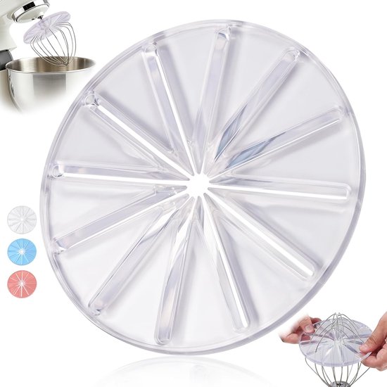Anti-spetter geluidsscherm voor mixers - 14 cm spatbescherming, silicone, transparant, keukenaccessoire
