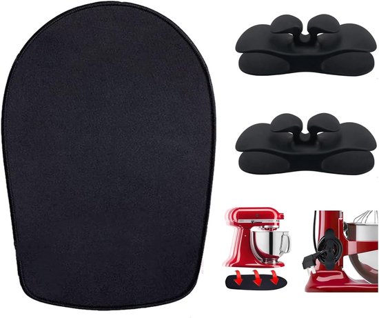 Antislipmat voor Keukenmachine - Keukenmachine Accessoires Set - Met 2 Kabelorganizer - Geschikt Voor Kitchenaid Verticale Mixers Van 6/7/8 Liter - Schuifmat voor Keukenmixer - Anti-kras & Ruimtebesparend - Zwart van Merkloos