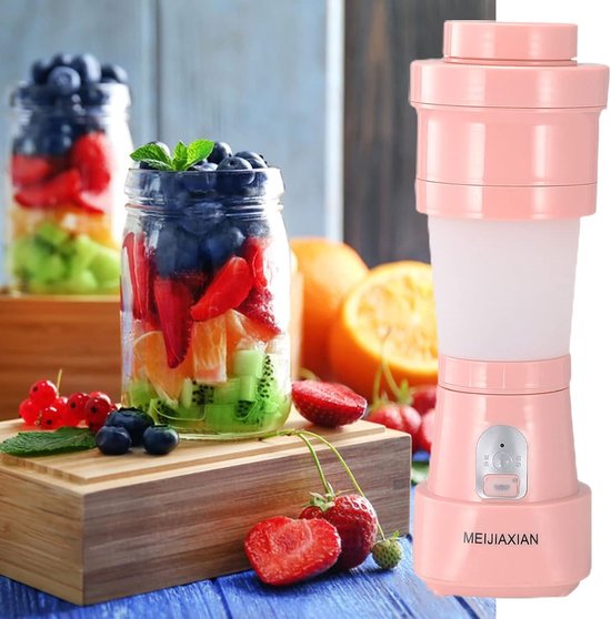 AnyPrice® Draagbare Mini Blender 500ML – Blender To Go – Portable Blender – Smoothie Maker – Protein Shaker – Draadloos & USB Oplaadbaar – Krachtige Mixer voor Shakes, Sappen & Babyvoeding – Roze van AnyPrice