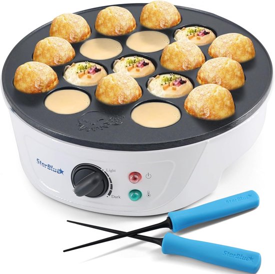 Apparaat voor Japanse Snacks - Snack Pan - Thuis Snacks Maken - 18 Ronde Vormen - 22 cm - Wit
