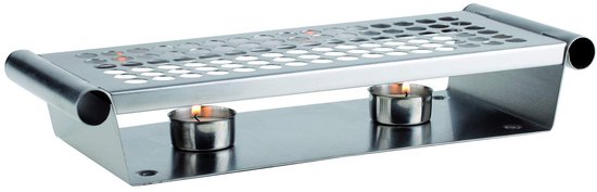 APS Waxinelichtjeshouder - RVS - Zilver - 13,5 x 34,5 cm - Vaatwasserbestendig - Breukvast
