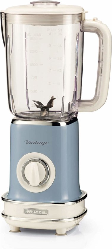 Ariete 0568/15 - Vintage blender - 500 Watt - 1,5L inhoud - 2 snelheden met pulse - Blauw van Merkloos