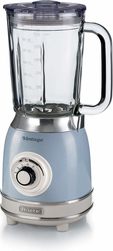 Ariete 0583/05 | Vintage Blender | 1100 Watt | glazen kan | 1,5 liter inhoud | Ice crush | Blauw van Ariete