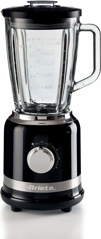 Ariete 0585/02 Blender - 1.5 liter - 1000 W - glazen kan - RVS - pulse functie - ice crusher - zwart van Ariete