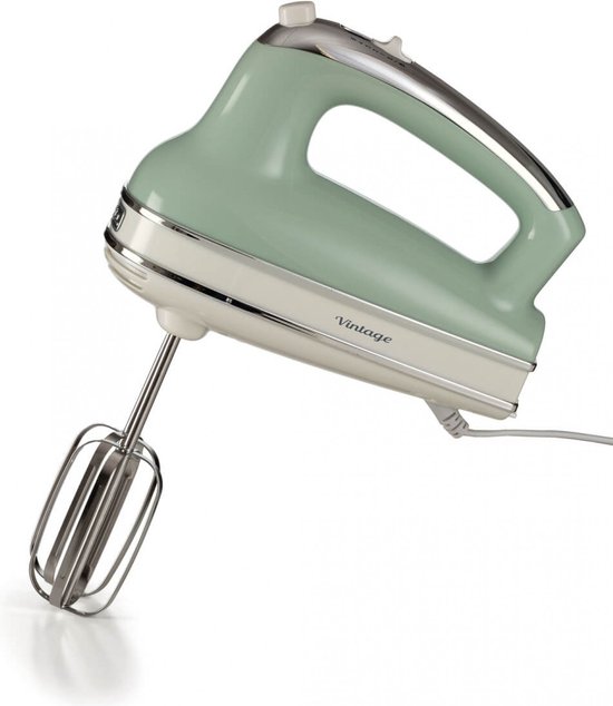 Ariete 1548/04 - Vintage handmixer - 5 snelheden - Turbofunctie - deeghaken & gardes - 450 Watt - Groen van Ariete