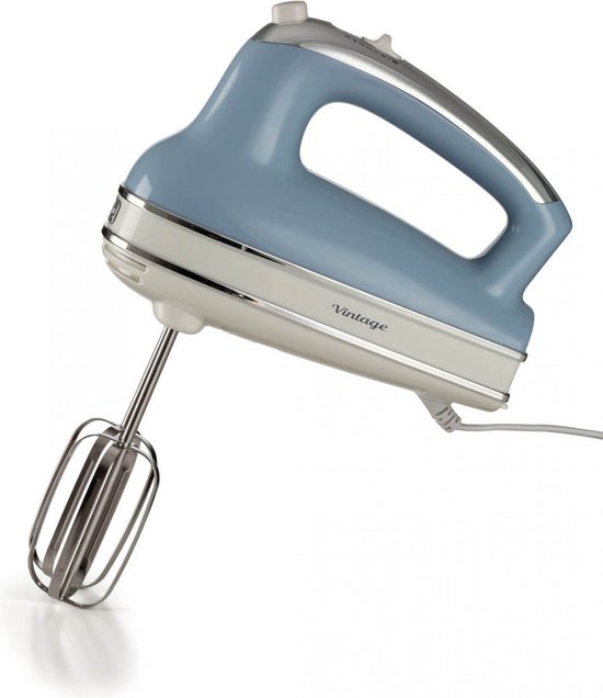 Ariete 1548/05 - Vintage handmixer - 5 snelheden - Turbofunctie - deeghaken & gardes - 450 Watt - Blauw van Ariete