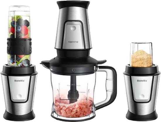 Ariqo 3-in-1 Keukenmachine - Foodprocessor - Keukenmixer - Blender - Smoothie Juicer - Draagbaar - 700W - RVS - Incl. Accessoires van Ariqo
