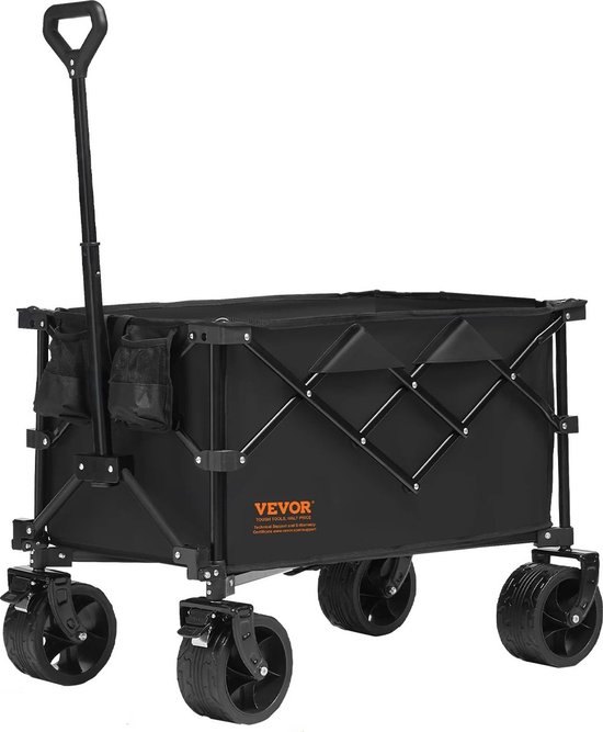Ariqo Tuinwagen - Tuinkar - Bolderkar - Bolderwagen - Opvouwbaar - Vertselbare Hendel - 360° Zwenkwielen - 113 kg - 85.5x50x70 cm van Ariqo
