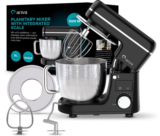 ARIVA-Keukenmachine-1500W-Met ingebouwde weegschaal-5 Liter-8 Snelheden-Keukenrobot-Keukenmixer van Ariva