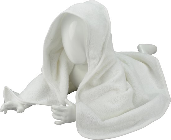 ARTG® Babiezz - Babycape - Baby Badcape XL - Kraamkado - 100 x 100 cm - Volledig Wit Witte Cape - WHITE van ART