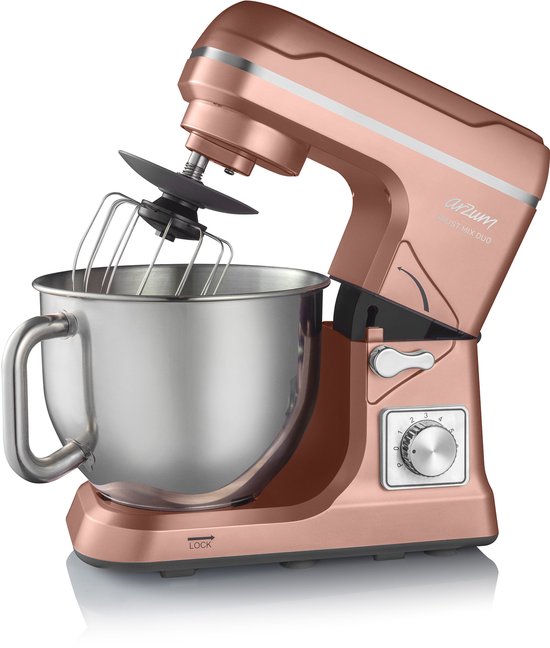 Arzum Crust Mix Duo Stand Mixer AR1129-1000 - Sunset - 1000W - 5 liter - 6 snelheden - pulsestand - rood van Arzum