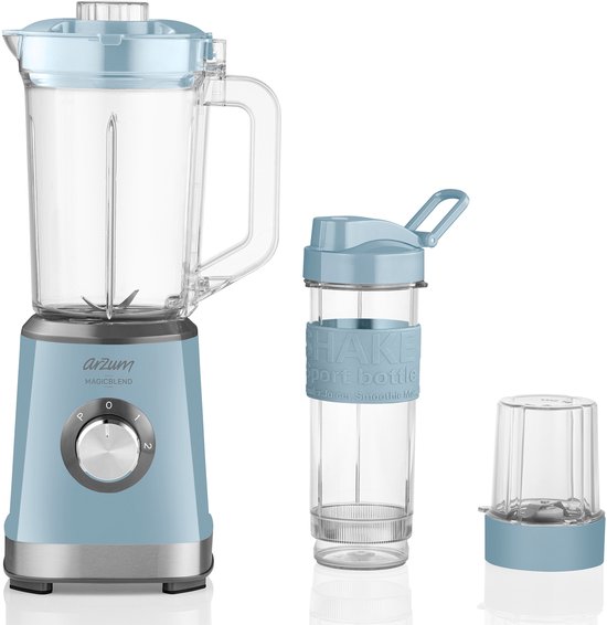 Arzum Magicblend Blender AR1159 - Blauw - 1000W - Glazen kan - 1,2L van Arzum