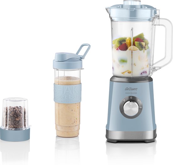 Arzum Magicblend Blender | Blauw AR1159 - 1000W - Glazen kan - 1,5L van Arzum