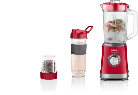 Arzum Magicblend Blender - Rood AR1159 - 1000W - Glazen kan - 1,5L van Arzum