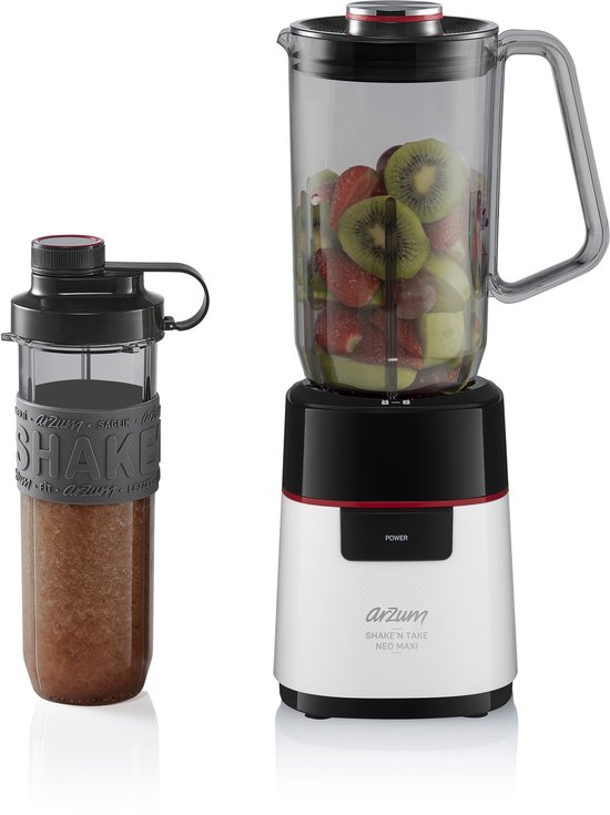 Arzum Shake 'n Take Neo Maxi Blender - Wit AR1174 - 500W - 1000ML kan - 570ML drinkfles van Arzum