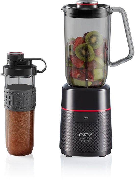 Arzum Shake 'n Take Neo Maxi Blender | Zwart AR1174 - 500W - 1000ML kan - 570ML drinkfles van Arzum