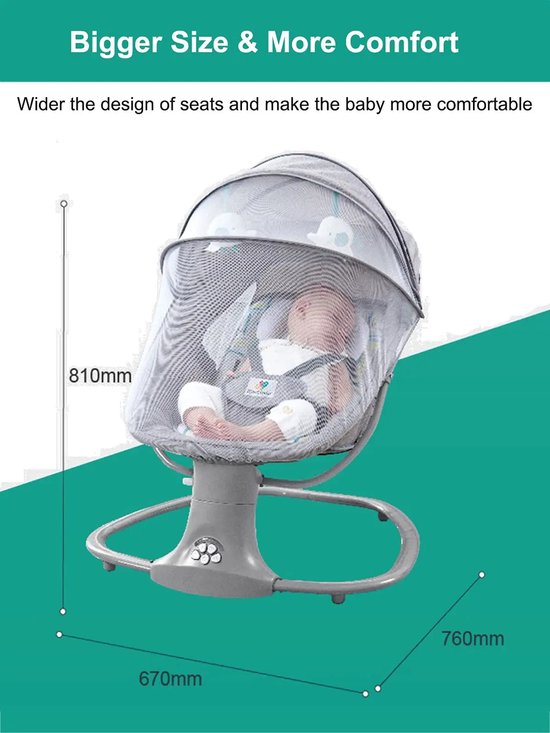 Asaam- Baby Elektrische Schommelstoel- Baby Bed Schommel -Elektrische Schommelstoel Dingen Voor Baby 'S- Pasgeboren Baby Schommel- Baby wipstoel - Grijs van Asaam