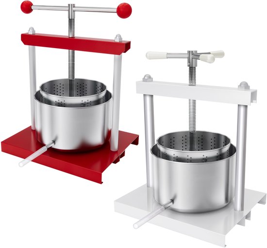 Aufun Fruitpers 5L Roestvrij Stalen Mand, Fruitpers Wijnpers 430 Staal, Persen Incl. Opvangpan Met Uitloopbuis (5L)