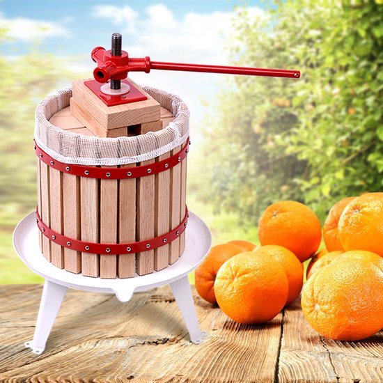 Aufun Fruitpers Van Beukenhout, Incl. Persdoek, Handmatige Wijnpers, Sappers, Maischepers, Fruitmolen (Fruitpers, 12 Liter)