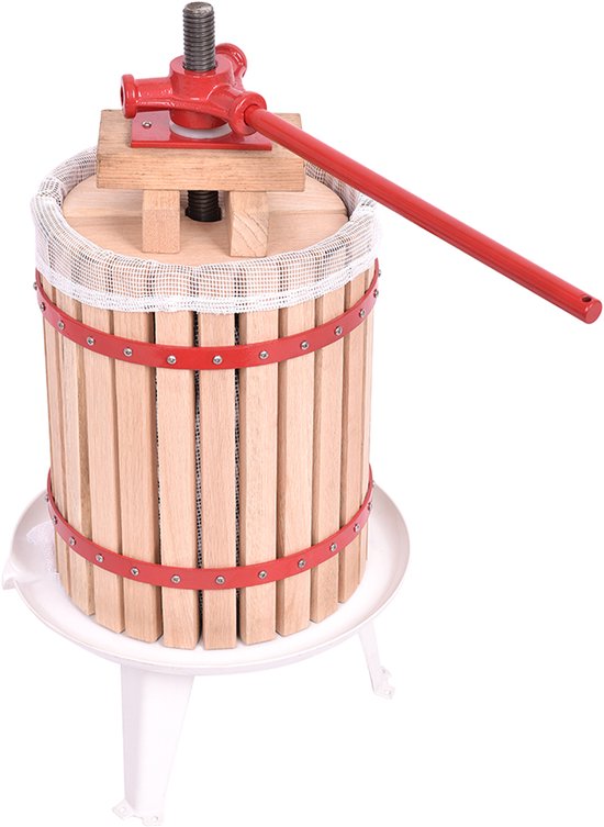 Aufun Fruitpers Van Beukenhout, Incl. Persdoek, Handmatige Wijnpers, Sappers, Maischepers, Fruitmolen (Fruitpers, 18 Liter)