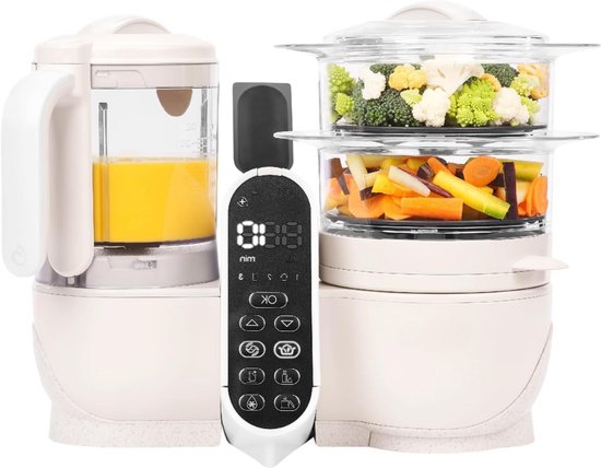 Aura® Stoomkoker baby - Stomer en Blender - 6-in-1 Multifunctionele Baby Cooker - Multifunctionele Robot Cooker - Beige - 22cm x 28cm x 38cm van Aura