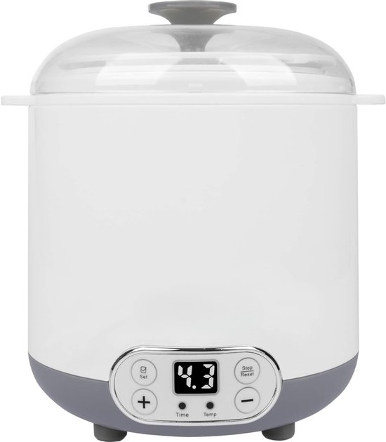 Aura® Yoghurtmaker - Yoghurtmakers - Yoghurtmachine - 9 x 170 ml - 25 tot 65 Graden - WitGrijs - 17cm x 20cm x 22cm van Aura®