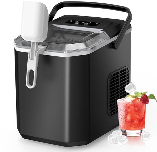 Aurixi® ljsblokjesmachine - Zelfreinigende Ijsblokjesmaker - Ijsblokmaker - Zwart - 23cm x 29cm x 30cm van Aurixi®