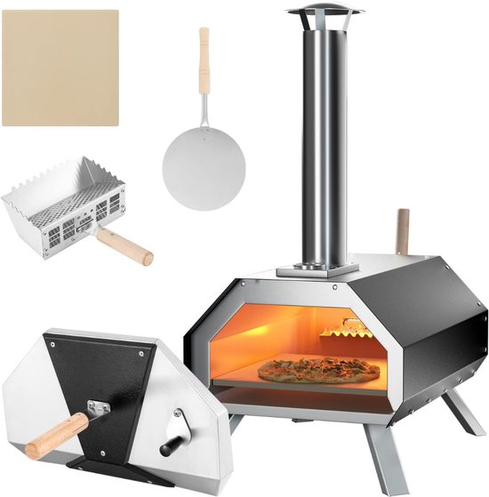 Aurixi® Pizza oven Buiten - Pizza oven Buiten - Pizza oven Buiten Gas - pizza steen -Zwart - 51 cm x 39 cm x 83 cm