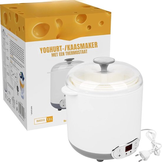Aurixi® Yoghurtmaker - Yoghurtmakers - Yoghurtmachine - 9 x 170 ml - 25 tot 65 Graden - WitGrijs - 17cm x 20cm x 22cm van Aurixi