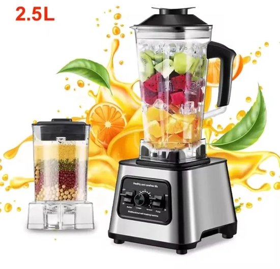 AURORAS- PowerBlend 6000 Blender – 2.5L High Speed Smoothie Maker & Juicer – Krachtige Keukenmachine voor IJs, Fruit & Noten van Merkloos