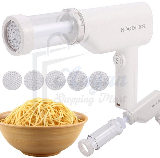 Automatische 5-in-1 elektrische pastamaker met batterij –pastamaker–pasta maken–pastamachine elektrisch–pastamachines–Pasta Maker Pistool–Pasta Cutter– Food Processor–Portable Pasta Maker for Home – Noodles– Make Your Own Fresh Pasta –Noodle Machine van KitchenBro.