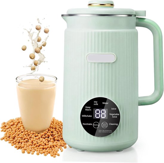 Automatische 8-in-1 Melkmaker voor Noten en Soja, 1200 ml, met Vertraagde Start, Warmhoudfunctie en Zelfreiniging voor Amandelmelk, Sojamelk en Sap