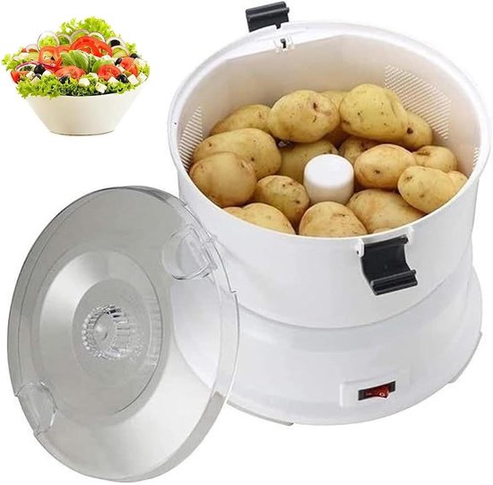 Automatische Aardappelschiller - Groente Schillen - Snel Keukenwerk - Handsfree Werking - 1 kg Capaciteit - Wit