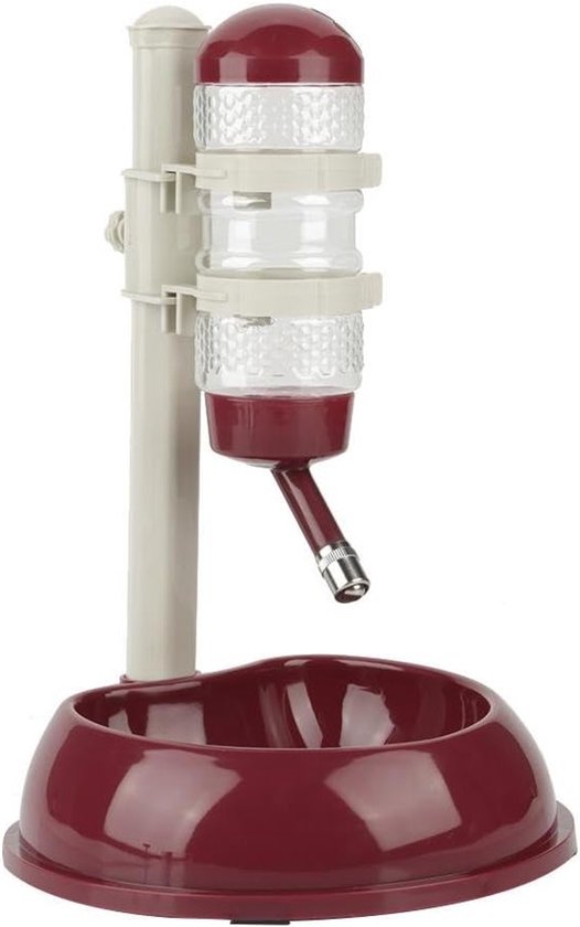 Automatische hondenvoederbak met waterdispenser en verstelbare drinkfles voor huisdieren, 23 x 23.5 x 36 cm, geschikt voor honden en katten, bruin