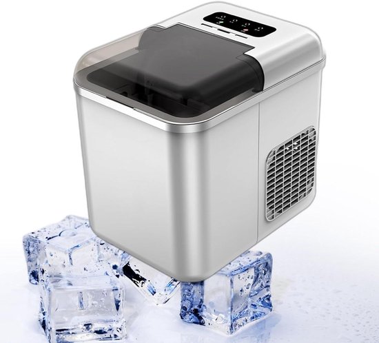 Automatische ijsblokjesmachine - IJsmachine aanrecht - Dranken Koelen - Snel ijs maken - 12 kg per 24 uur - Zilver