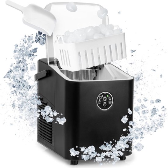 Automatische Ijsmaker - 8 ijsblokjes in 6-8 min - 1 L waterreservoir - Tot 12 kg per 24 uur - Stille compressor tot 54dB - IJsmaker 120W - 1 kg ijsblokjesmaker van NUOVO.